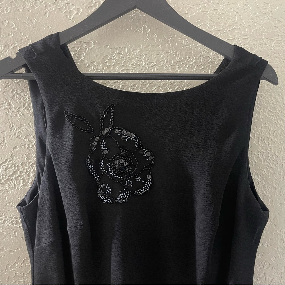 Robbie Bee VTG Black Beaded Cocktail Sleeveless Dress w/Elegant Design Size 12‎ - Picture 2 of 10